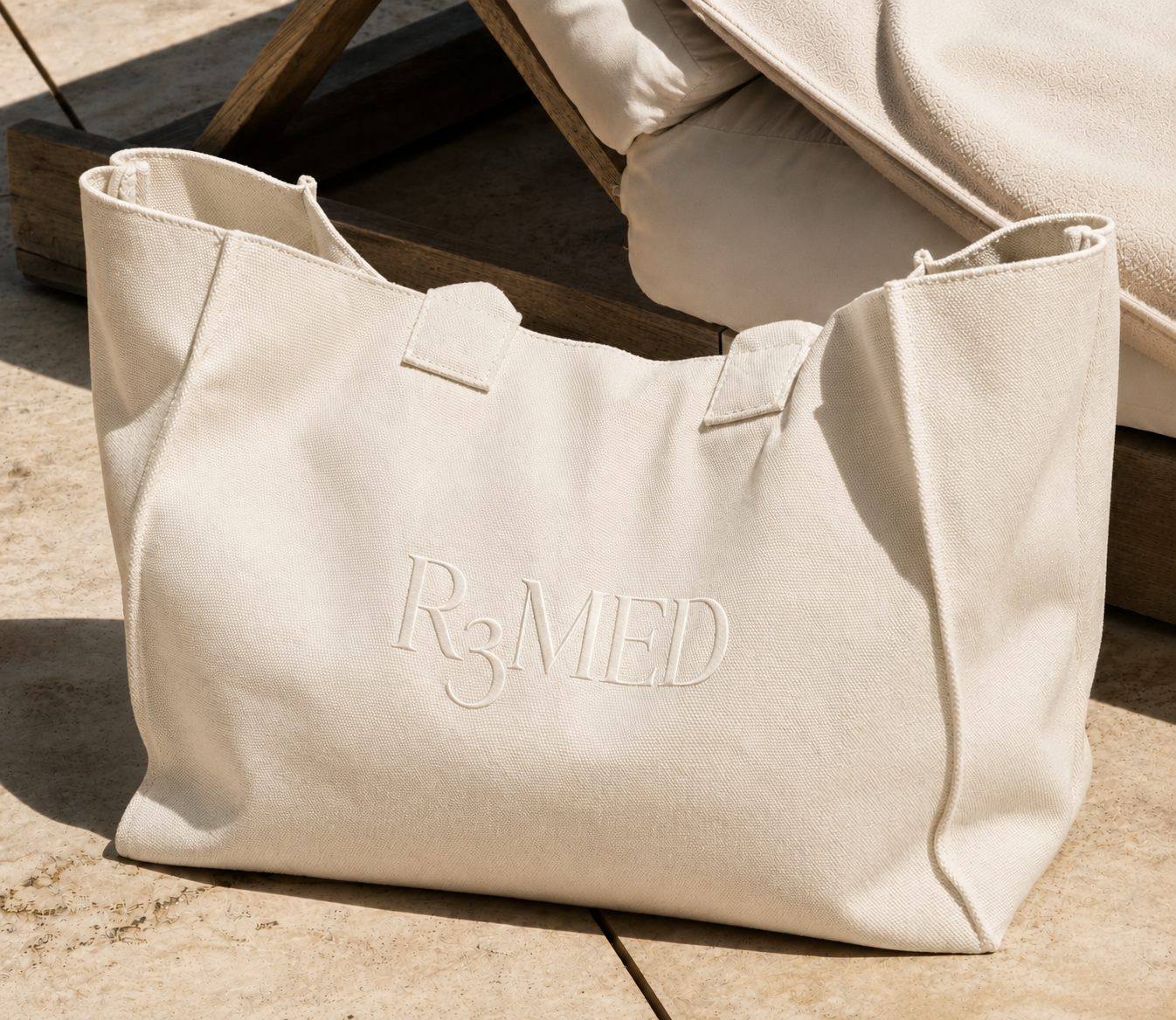 R3Med embossed canvas tote bag